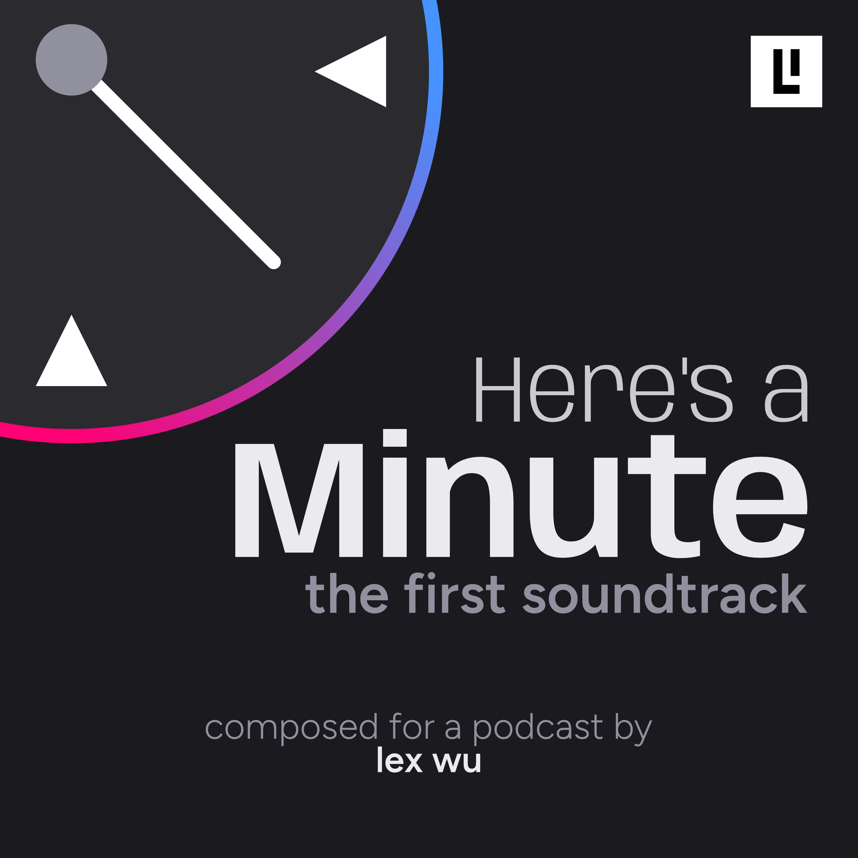 A clock sits on the top left corner, with the words Here's a Minute: The First Soundtrack accompanying to the right.